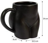 FISURA Taza graciosa con forma de culo Taza orgininal de color negro Capacidad: 320 mililitros 14x10,5x8 centímetros Porcelana