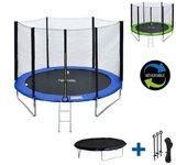 Cama elástica de 180 cm reversible azul/verde, pack trampolín cairns+ red de seguridad + escalera + lona + kit de anclaje.