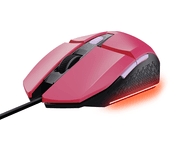 mouse trust gaming rgb gxt 109p felox  25066 color rosa iluminacion led 6 botones cable 150cm